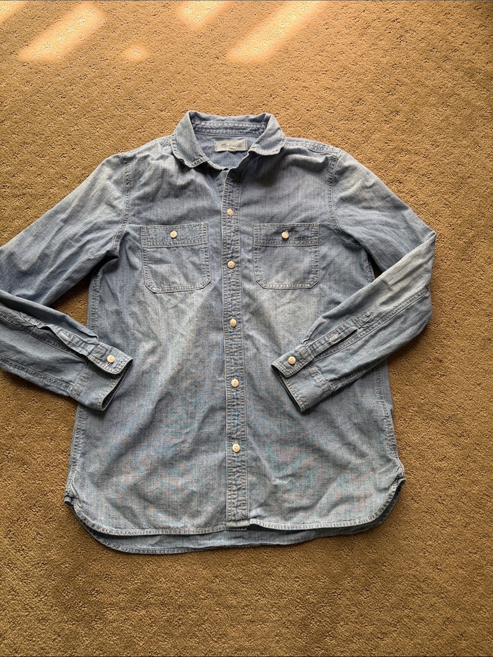 Madewell Light Blue Chambray classic ex boyfriend Button-Down Shirt,small - Picture 3 of 6
